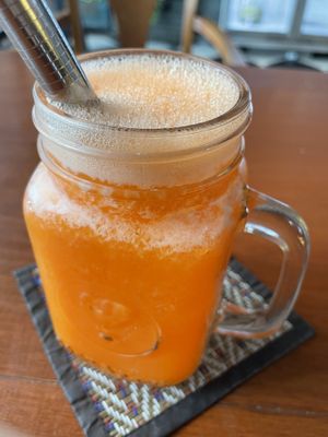 Amber fruit shake (carrot, orange and ginger), 30,000 kip  at The Greenhouse in Vientiane