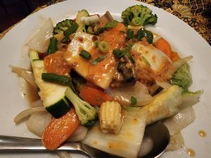 Stir fry veg with peanut sauce at Goulburn Thai in Goulburn