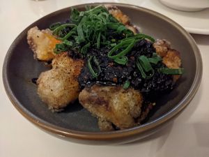 Fried eggplant w fragrant ginger, black bean & chilli dressing at Donna Chang in Brisbane