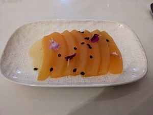 Compressed fruits infused w lemongrass & passionfruit at Donna Chang in Brisbane