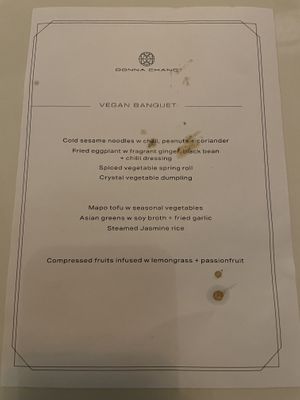 Vegan Banquet $70pp  at Donna Chang in Brisbane