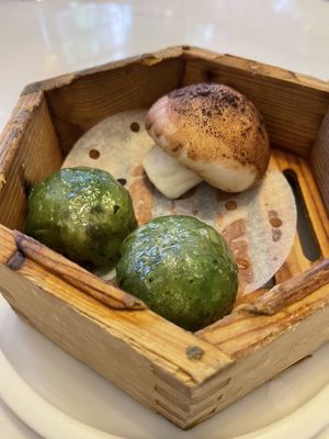 2nd course of dumplings & bao (that’s not a mushroom, it’s the bao dough!)  at Donna Chang in Brisbane