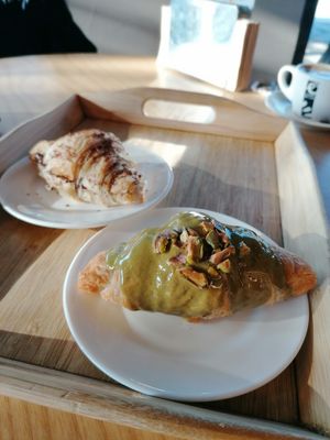 Pistachio croissant (vegan) at Veritas in Palafrugell