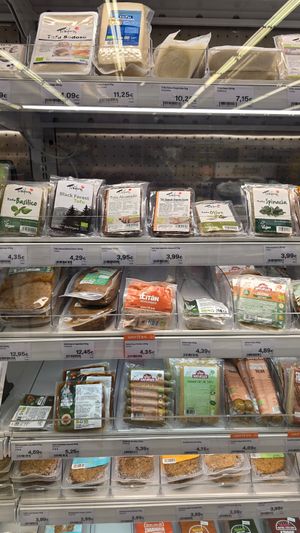 Sausages, tofu etc at Veritas in Palafrugell