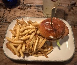 Vegan chicken burger!  at Hubbox in Truro