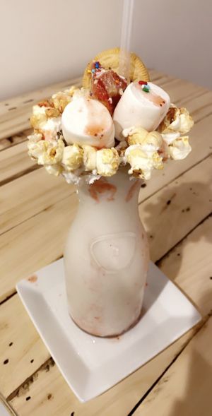 Strawberry Marshmallow Monster shake!  at Earth Plant Based in Phoenix