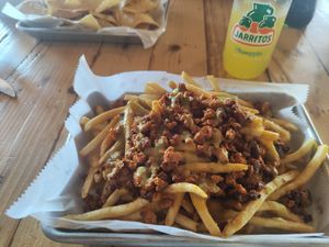 These chorizo fries were so good! at Earth Plant Based in Phoenix