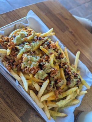 Chorizo fries at Earth Plant Based in Phoenix