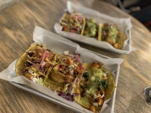 Shrimp Tacos are your best bet  at Earth Plant Based in Phoenix