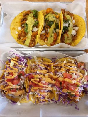 Carnitas tacos USD$11, Fish tacos USD$11 at Earth Plant Based in Phoenix