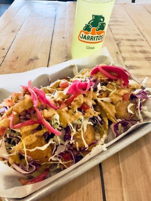 Crazy shrimp tacos  at Earth Plant Based in Phoenix