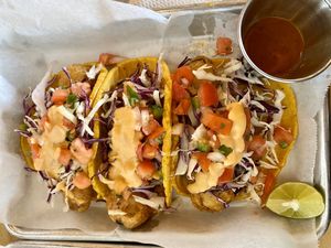 Fish Tacos at Earth Plant Based in Phoenix