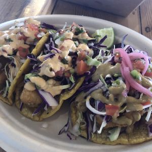 Tacos! Fish and shrimp  at Earth Plant Based in Phoenix