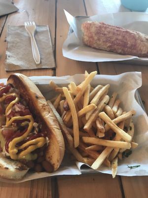 Vegan Diggity Dog with Street Corn at Earth Plant Based in Phoenix