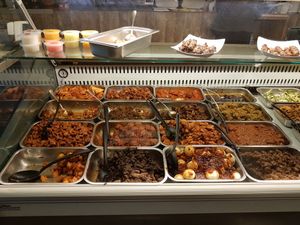 Meat and tofu stuff on the left side at Toko-Patja in Heerlen