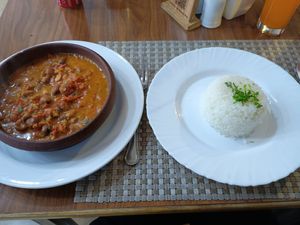 Galayet with foul (beans) at Palm Court in Wadi Musa
