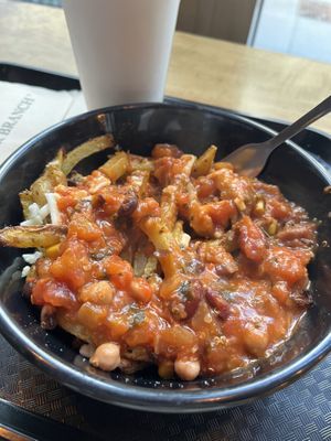 Poutine chili cheese, regular size, really enjoyed it!  at Copper Branch - Stanley in Montreal