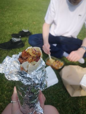 The food!!! So delicious! (Go and eat it in the park just by the van 😉) at Chai Walla in Cambridge