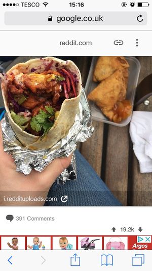 Bhaji wrap and samosas at Chai Walla in Cambridge