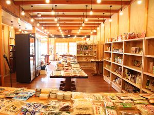 The first floor is a natural food shop selling organic foods, superfoods and organic vegetables. at Marche in Kurashiki