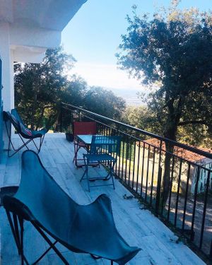 Balcony with view at Studio Vert  in Laroque-des-alberes