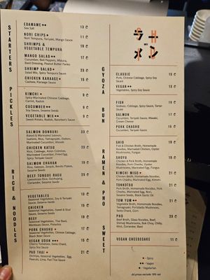 Menu 2023 at Shio Ramen in Tbilisi
