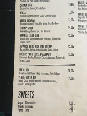 Veggie Gyoza, veggie bento box, vegan cheesecake at Shio Ramen in Tbilisi