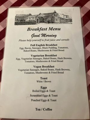 Breakfast menu   at The Lion Inn in Blakey