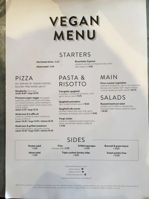 Vegan menu at Wildwood in Salisbury