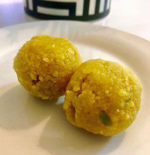 Bhoondhi laddu  at Mamis Illam in Dubai