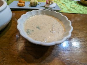 Mushroom perilla porridge at Chaegundaam - 채근담 in Seoul