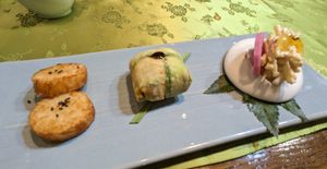 Deodock (burdock) with pinenut sauce at Chaegundaam - 채근담 in Seoul