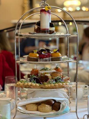 Vegan snacks and cakes at The Lord Mayor's Lounge at The Shelbourne in Dublin