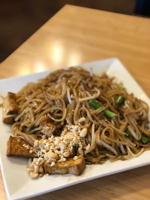 Pad Thai with tofu, no egg or fish sauce at Pete's Thai Kitchen in Dubuque