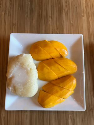 Sticky Rice with Mango at Pete's Thai Kitchen in Dubuque