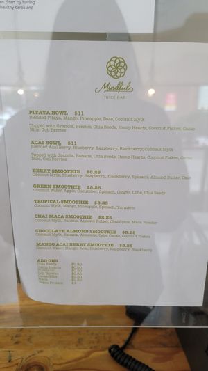 Smoothies and smoothie bowls at Mindful Juice Bar in Surrey