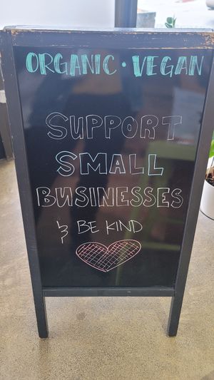 Sign outside at Mindful Juice Bar in Surrey