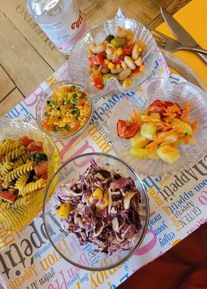 Different salads at Maestri Di Fabbrica in Florence