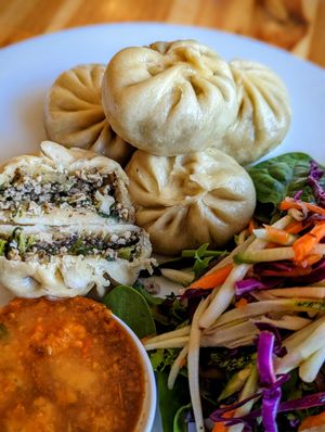 Momo (Vegan Tibetan Dumplings) at Cafe Bliss in Brighton