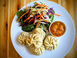 Momo (Vegan Tibetan Dumplings) at Cafe Bliss in Brighton