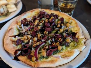 Happy hour mini vegan pizza #Veganuary at Alibi Room in Seattle
