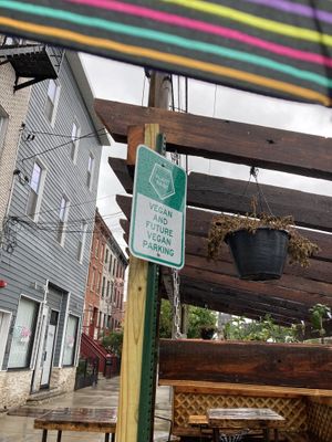 Outdoor dining too at Plant Base in Jersey City