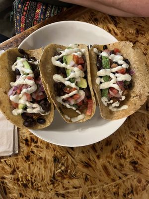 Tacos with chorizo, so good  at Plant Base in Jersey City