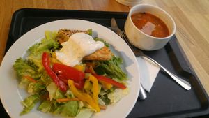 Minestrone..one of the best I have ever taste. And Gemusestrudel with salad and mayo at Daheim in Parndorf