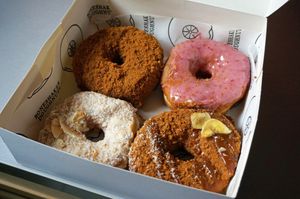 Spéculoos/Raspberry/Brooklyn/Banana at Boneshaker Doughnuts in Paris