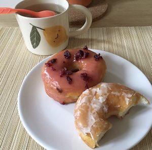 Cranberry & glazed doughnuts at Boneshaker Doughnuts in Paris