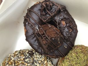 Brownie donut  at Boneshaker Doughnuts in Paris