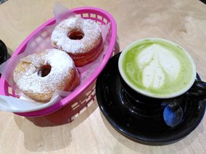 Veignets + Matcha Latte at Boneshaker Doughnuts in Paris