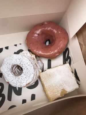 veignet, raspberry donut  at Boneshaker Doughnuts in Paris