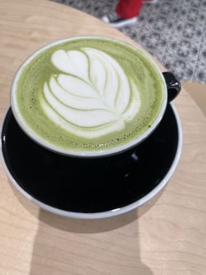 Matcha latte  at Boneshaker Doughnuts in Paris